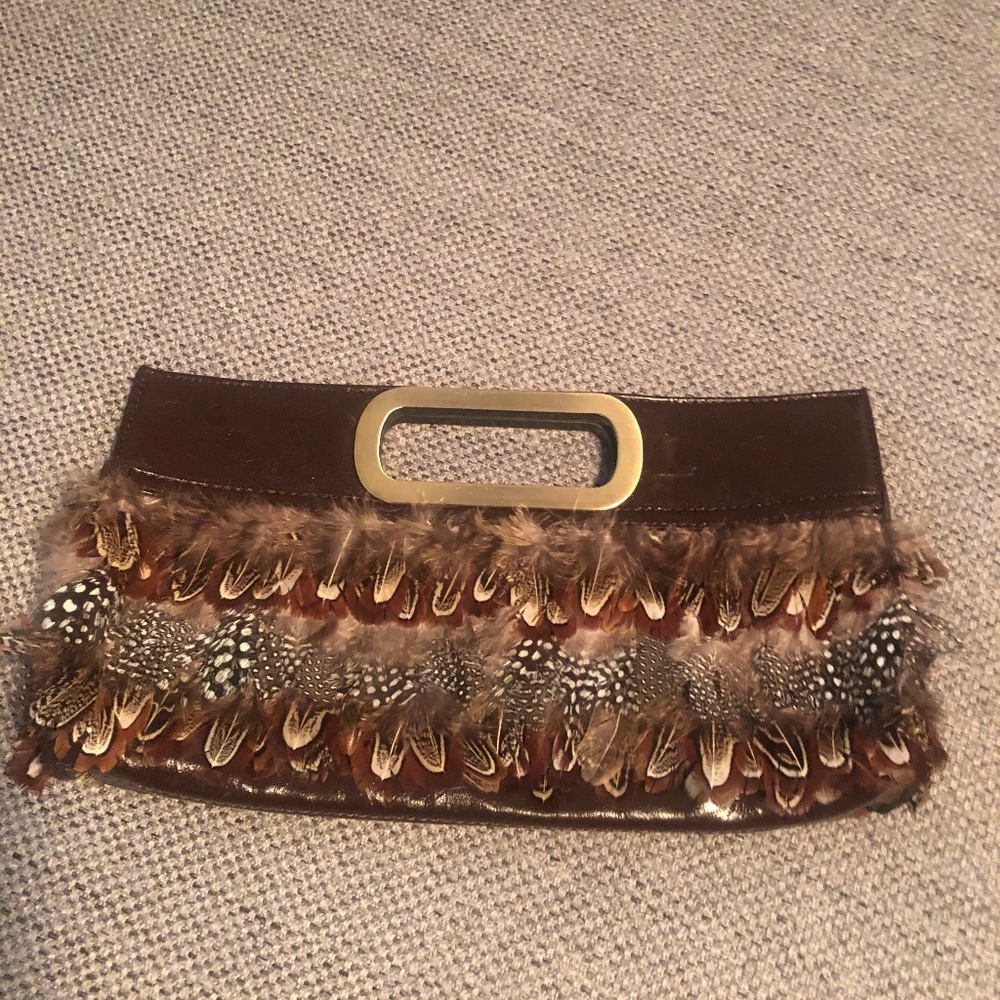 The Limited peacock feather clutch/purse